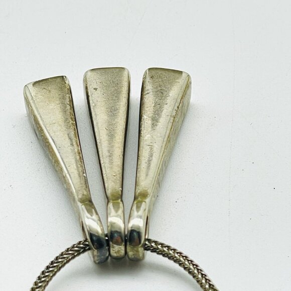 Pendant Necklace Silver Tone Triple Wedge Modernist Classic Career Geometric - Picture 5 of 8